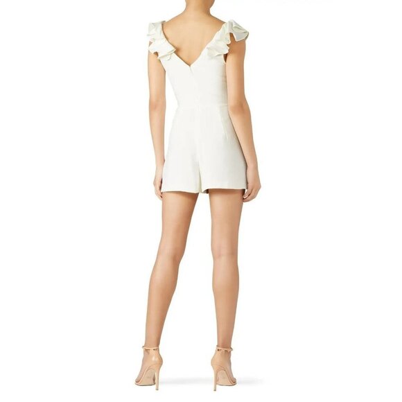 Amanda Uprichard‎ Womens Gimlet Romper White Ruffled Sleeve V-neck Size Small - Picture 10 of 10